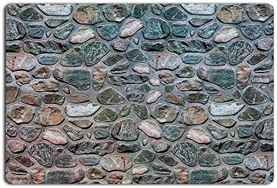 Outdoor Rubber Mat,Inlaid Stones,Bath Mat Entrance Doormat with Non Slip Backing