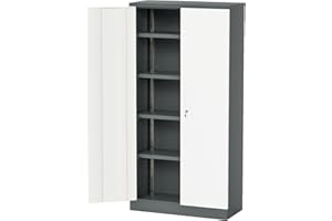 YESHOMY Metal Storage Cabinet with 2 Doors and 4 Adjustable Shelves,71" Steel Lockable File Organizer for Home Offie, Garage, Gym, School, White and Gray, Large Size