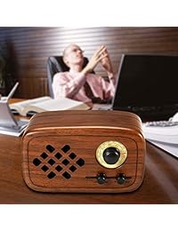 rerii hecho a mano Madera de Nogal altavoz portátil con bluetooth, Bluetooth 4.0 Wireless Altavoces con radio FM AM, la naturaleza madera de audio Bluetooth Altavoces con subwoofer Super Bass y hogar