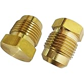 Legines Brass Flared Plug 3/8" Tube OD, SAE 45 Degree Flare Tube Fitting（Pack of 2）