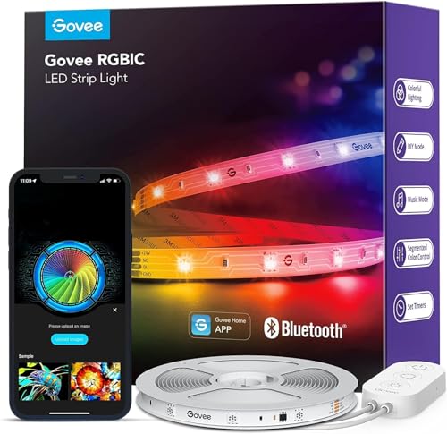 Govee RGBIC LED Strip Light 5M, Smart Lights for Bedroom, Bluetooth LED Strip APP Control, DIY Multiple Colors on One Line, Music Sync [Energy Class G]