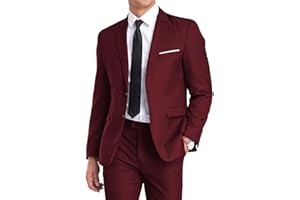 Fxzpiodi Mens Suit Slim Fit 2 Piece Suits,Two Button Solid Business Wedding Tuxedo Suit for Prom Suit Jacket and Pants