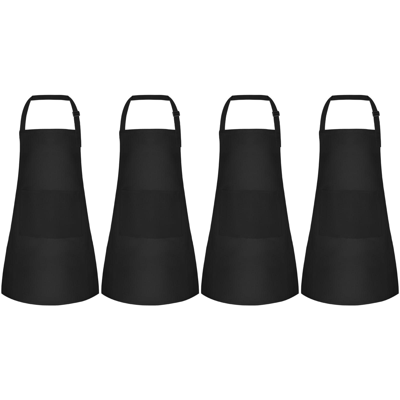 NACHLYNN 4-Piece Kids Apron, Adjustable, 2 Pockets, Black, Polyester, Unisex-Kids, Kitchen/Cooking, Painting/Crafts