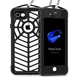iPhone 8 Case,FITFORT Waterproof Heavy Duty Protection Full Body with Built-in Screen Protector Spider Series Cover Compatible with iPhone 7-Black