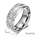 FuZhiBang NL10 Mens Womens 8MM Titanium Stainless Steel High Polished 18K Gold Plated Channel Set Cubic Zirconia CZ Promise Engagement Band Unisex Gold Wedding Ring Comfort Fit, Size 6-13 (7, Silver)