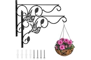 2Pcs Hanging Plant Bracket 11in Metal Wrought Iron Planter Hooks Wall Mounted Decorative Hanger Hook for Hanging Indoor Outdo