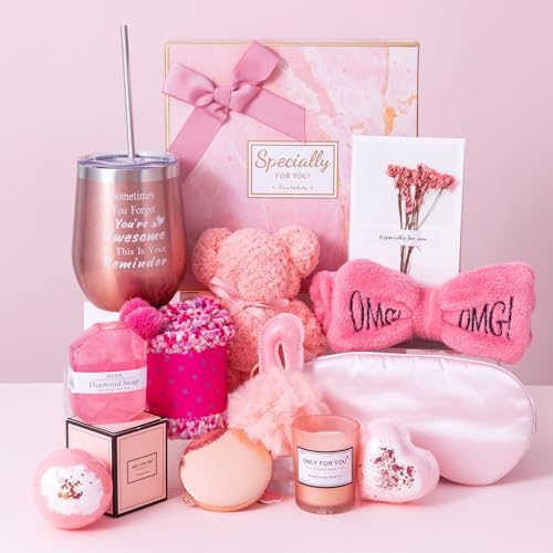 X Spring Spa Gift Set For Women, 14 Pcs Self Care Gifts, Basket With Box, Unique Birthday Ideas Set, Relaxation Bath Wife And Best Friend