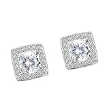 Adeser Jewelry White Diamonds Christmas Engagement Wedding Party White Gold CZ Stud Earrings for Girls and Womens