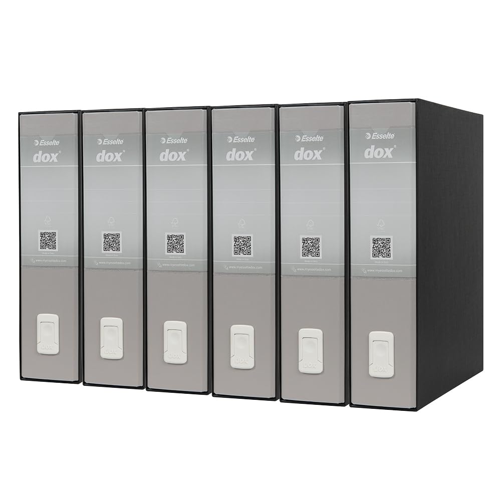 Esselte DOX 2 Lever Arch File Protocol D8, A4, Grey, Pack of 6