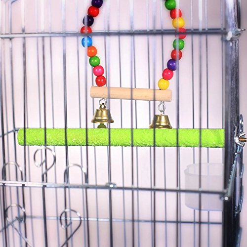 Borange Bird Perch Parrot Stand Parakeet Natural Wood Rough Sand Perches Grinding Nail Small Medium Birds Parakeet Cockatiels Conure Cage Accessories Pack of 2 (20cm/8inch)