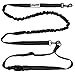 Simpetico Heavy Duty Black Bungee Leash with Adjustable Waist Belt - Premium Dual Handle Nylon for Hands Free Dog Walking, Running and Training - Shock Absorbing Dog Lead with Reflective Stitching