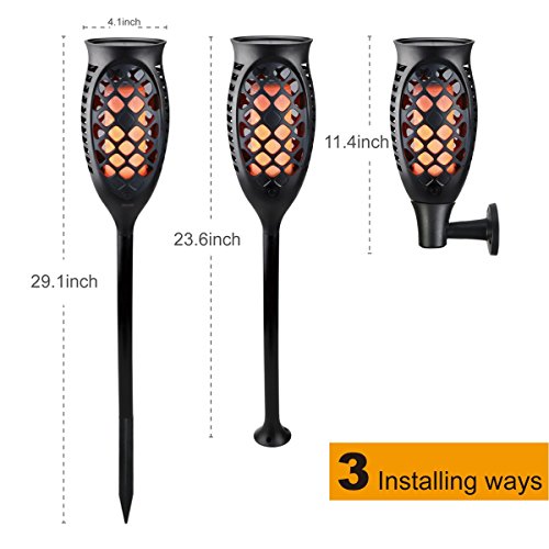 Solar Lights Outdoor, Solar Torch Light Flickering Flame 99 LED Waterproof Garden Lighting Festival Christmas Halloween Decoration, 3 Modes & 3 Mounting Options, Dusk to Dawn Auto On/Off (2)