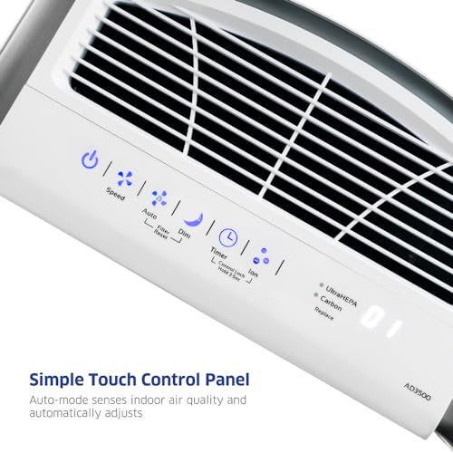 AIRDOCTOR AD3500 Air Purifier for Home and Large Rooms Up to 1260 sq. ft. 2x/hour | UltraHEPA, Carbon, VOC Filters and Air Quality Sensor. Captures Particles 100x Smaller Than HEPA