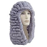 New Style Lawyer Wig Judge Wig Long Curly Gray Silver Men Wig Men's Colonial George Washington Historical Costume Wig Halloween D0226