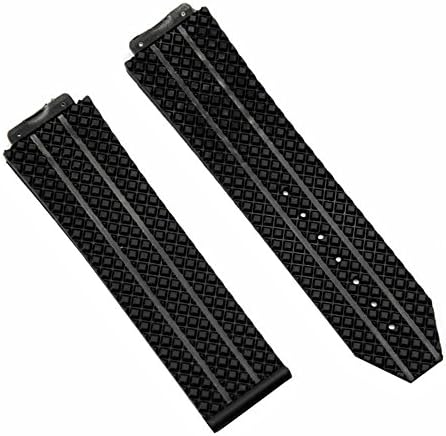 Ausomely Watch Straps Silicone Strap, Replacement Watch Band Texture 24mm Wristband Bracelet Waterproof For Constant Watch Treasure Belt For HUBLOT 44-45 H BIG BANG (24mm, Black)