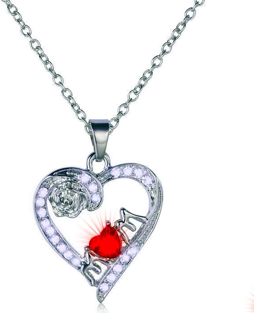 I Heart Mom Pendant Chain Necklace,Jewelry a Luxury Gift Bag Easy Gift Giving Womans Necklace Birthdays Gifts Women Gifts Girls .925 Sterling Silver