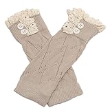 Jelinda Kids Girl's Lace Button Boot Cuffs Toppers Leg Warmer Socks Gifts for Children (beige)