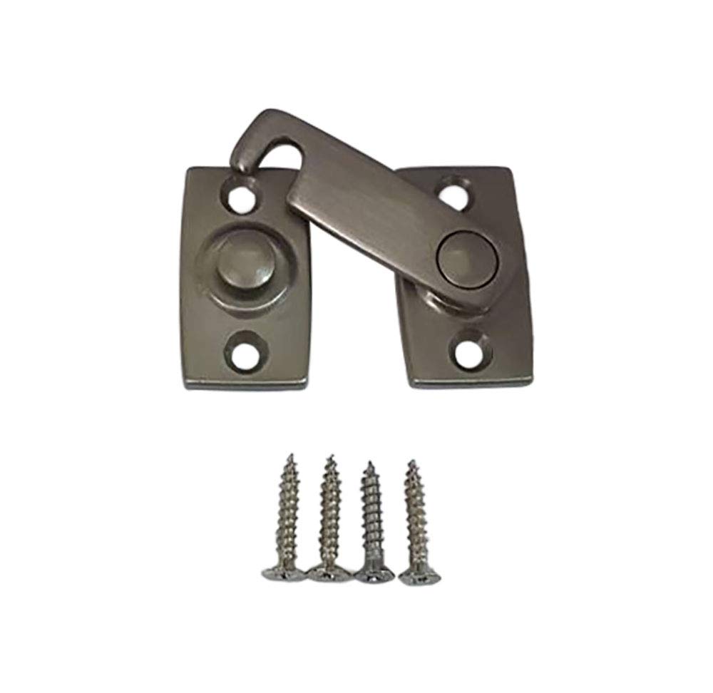 QCAA Solid Brass Shutter Bar/Door Latch, 7/8" x 2-3/32", Satin Nickel, 2 Pack, Made in Taiwan