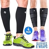 Calf Compression Sleeve Socks and Leg Wraps (4 Piece) Shin Splint Support, Calve Guards for Men and Women - Braces Provide Healthy Circulation Pain Relief for Running, Basketball, Cycling, Maternity