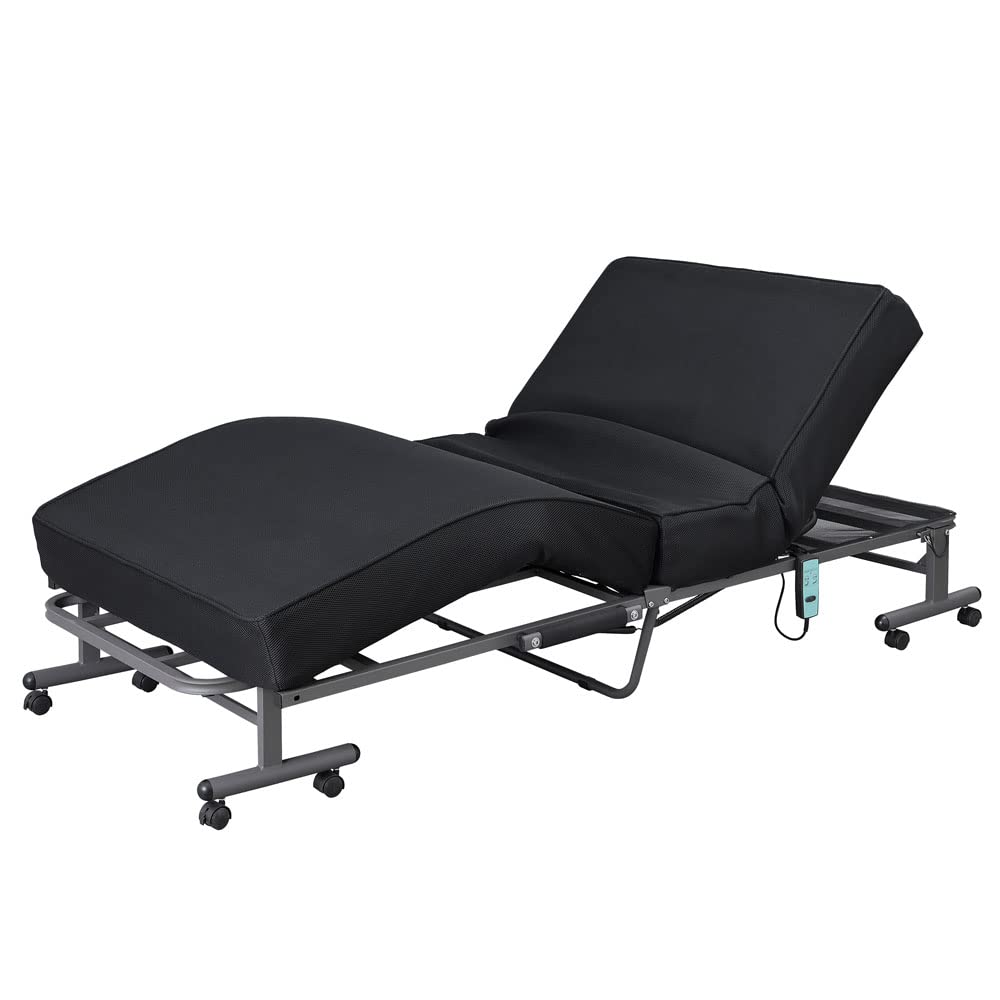 アイリスオーヤマ ベッド 折り畳みベッド 折りたたみベッド シングル シングルベッド 電動ベッド 介護ベッド リモコン操作 折りたたみ電動リクライニングベッド 約幅99×奥行199×高さ40.5cm OTB-PDN ブラック商品画像