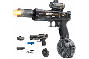 YoPoll Electric Water Guns for Adults Kids, Automatic Squirt Gun with 26FT Range, Super Blaster Soaker High Capacity Pistol for Swimming Pool Party Toy ColorBlast LED Electric Water Gun (Black)