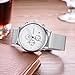 SONGDU Unisex Silver Chronograph Watch Big Face Stopwatch with Date Calendar and Milanese Mesh Strap