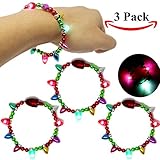 Joyin Toy 3 Pack LED Light Up Christmas Bracelets Set For Holiday Party Favors Goodie Bag Filler Stocking Stuffers