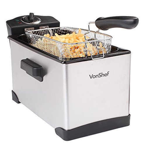 Vonshef stainless steel deep fryer, 15 cup, 3.5 liter o…