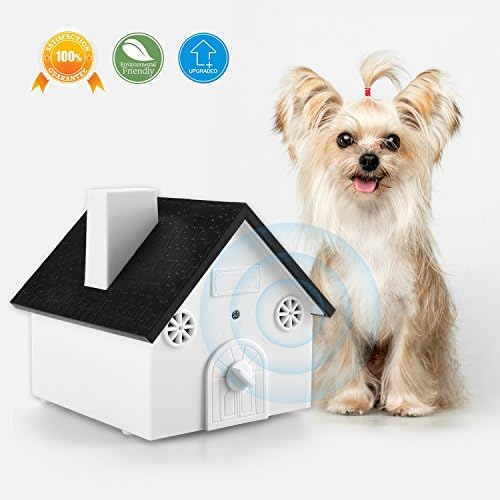 Homitem Ultrasonic Outdoor Bark Controller Anti-barking Devices Sonic Bark Deterrent by, No Harm To Dogs or other Pets,Plant,Human,Easy Hanging/Mounting,3 Modes,Birdhouse Shaped,White
