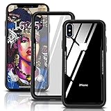REALIKE iPhone X Case iPhone Xs Case Transparent Tempered Glass Back Cover Soft TPU Frame iPhone X Case Clear Slim Thin Full Protective Cover Case
