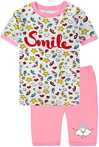 Slenily Big Girls Top and Shorts Pajama Set 100% Cotton Kids Nightwear 3t