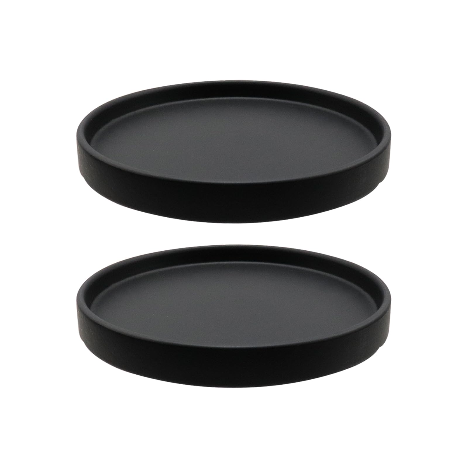 Photo 1 of Bitray Garden Flower Planter Tray,Ceramic Plant Pots Saucers Trays Set of 2,Round Drip Trays 7.5 Inch for Indoors Outdoors Plants,Black