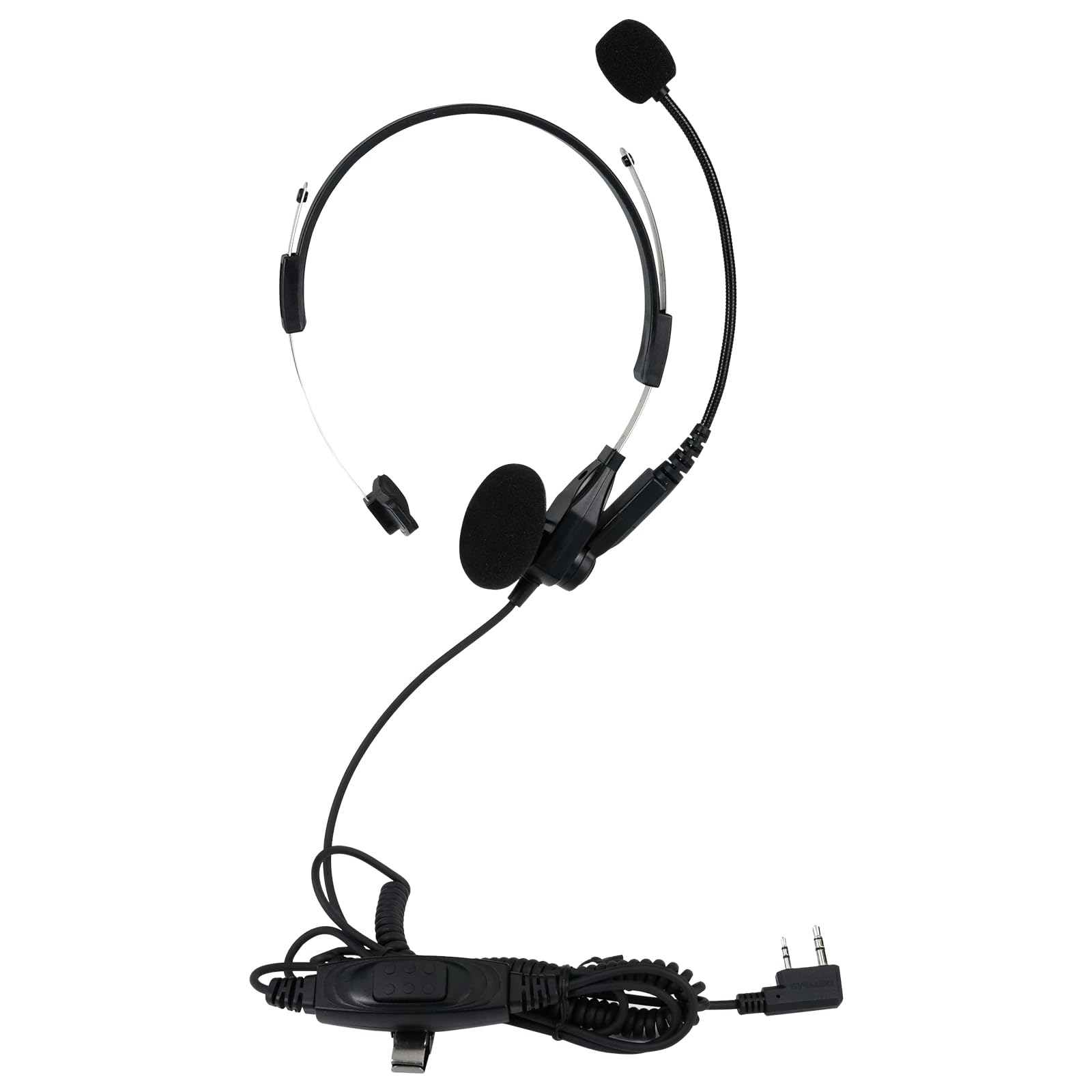 Retevis Walkie Talkie Headphone, Overhead Headset, 2 Pin Radio Earpiece with PTT Rotatable Boom Mic, Compatible with Baofeng UV-5R eSynic RT24 RT27 RT668 RT622 Two Way Radio Headset (1 Pcs)