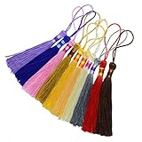 100pcs 5 Inch Silky Floss Bookmark Tassels with 2-Inch Cord Loop and Small Chinese Knot for Jewelry Making, Souvenir, Bookmarks, DIY Craft Accessory (Mixed10)