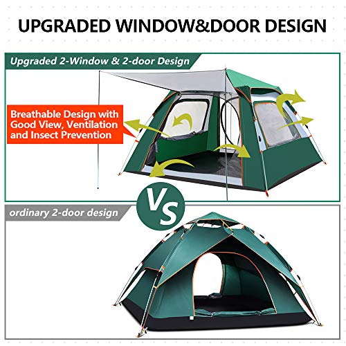 CHANODUG 2 4 Person Family Camping Tent, Pop up Tents for Camping, Lightweight Instant Sun Shelter for Beach