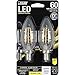 Feit Electric BPCTC60/827/LED/2 Decorative Clear Glass Filament LED Dimmable 60W Equivalent Torpedo Tip Chandelier Bulb (Pack of 2), Soft White