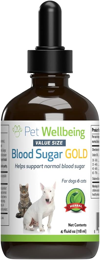 Amazon Com Pet Wellbeing Blood Sugar Gold For Dogs Natural Support For Healthy Blood Sugar Levels In Your Dog With Diabetes 4 Oz 118ml Health Personal Care