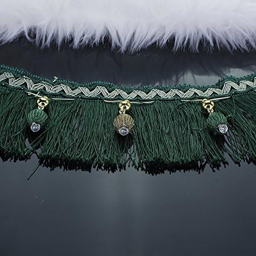 Braided Beads Hanging Ball Tassel Fringe Trimming Applique Fabric Trimming Ribbon Band Curtain Table Wedding Decorated 1yard (deep Green)