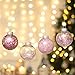 Sea Team Shatterproof Clear Plastic Christmas Ball Ornaments Decorative Xmas Balls Baubles Set with Stuffed Delicate Decorations (70mm/2.76 inch 24-Pack, Pink)