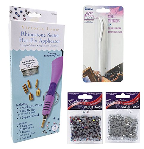 Rhinestone hot-fix applicator wand kit: setter heat bed…