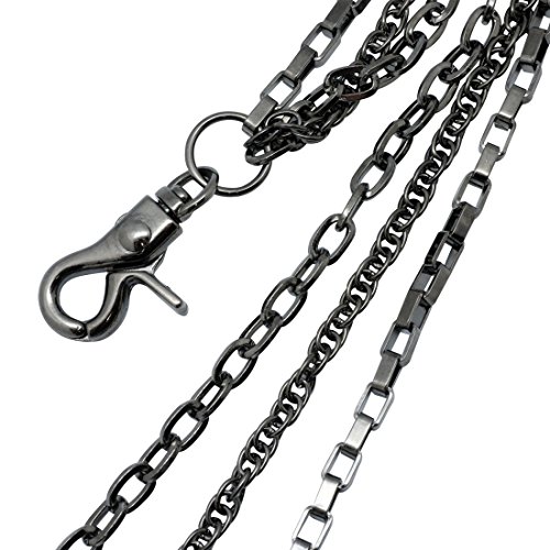Uniqsum Simple Slim Triple wallet chain Swivel Trigger snap Lightweight Biker Punk Key chain (Gun-Metal) - Thumbnail 2