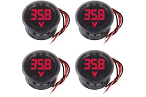 JUZITAO 4PCS DC 12V 24V Car Voltage Gauge LED Display DC 4-100V Waterproof Voltmeter Digital Round Panel Voltmeter Compatible with Vehicle Motorcycle Truck Camper ATV UTV Car Boat Marine (Red Digital)