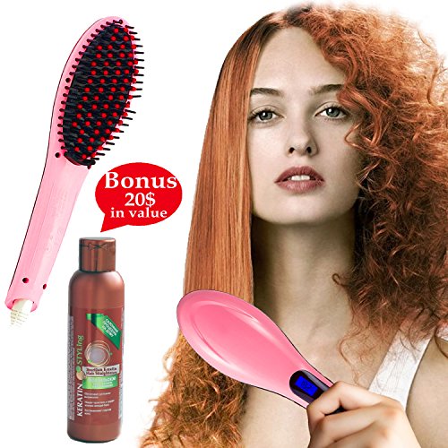 Buy Make Your Hair Straight And Shiny With Electric Hair Brush Detangling Straightener Anion