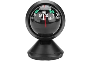 Klanata Car Compass Ball, Black Adjustable Ball Night Vision Compass, Marine Compass Boat Compass, for Car Dashboard for Car, Boat, Marine Boat