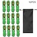 KRATARC 4m Outdoor Guy Lines Tent Cords Lightweight Camping Rope with Aluminum Guylines Adjuster Tensioner Pouch for Tent Tarp, Canopy Shelter, Camping, Hiking, Backpacking (Green- 12pcs)