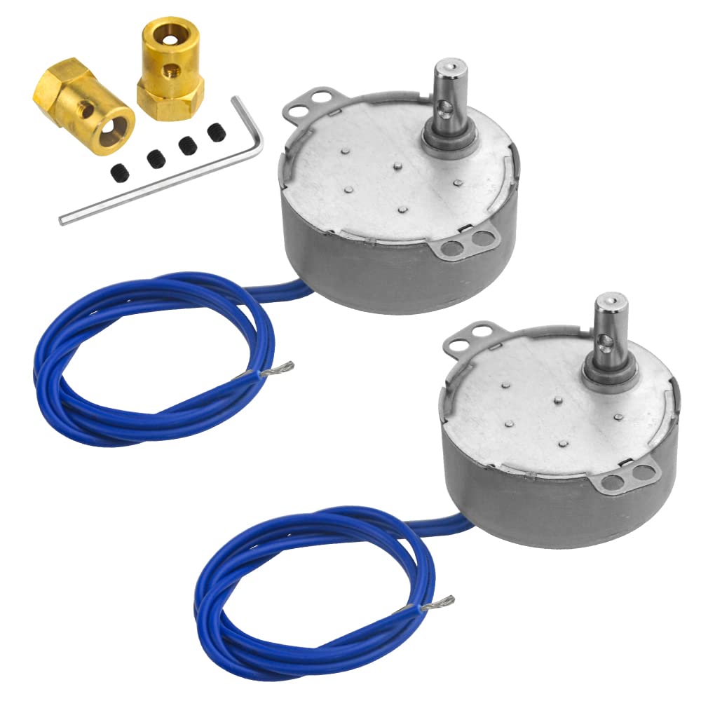 WMYCONGCONG 2 PCS Synchronous Motor Turntable Motor 50/60Hz AC 100~127V 5-6RPM/MIN 4W + 2 PCS 7mm Flexible Coupling Connector for Cup Turner School Project Model, Need a voltage transformer