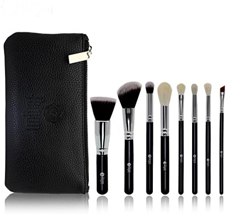 FEIYAN Professional Makeup Brushes Set High Density Bristles Foundation Powder Brushs with Flannel Case Bag and Gift Box (Black)