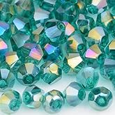 XinBoWen DIY 4mm 1000Pcs Bulk Faceted Bicone Crystal Glass Beads with Container Box Beads for Making Jewelry (drak Green)