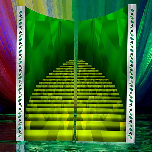 7 ft. 4 in. Emerald City Staircase Standees Standup Photo Booth Prop Background Backdrop Party Decoration Decor Scene Setter Cardboard Cutout