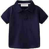 Mud Kingdom Boys Pique Polo Shirts for Toddler Short Sleeve Stripe Plain 1-9 Years